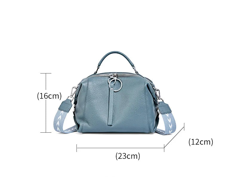 Zency Bolsas de Moda Feminina 2024 Bolsa de Couro Genuíno Bolsas de Couro de Vaca Bolsas de Ombro Alça Superior Bolsas Bolsos Expansíveis