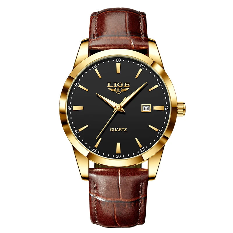 Relógio LIGE Feminino Moda Couro Militar Esporte Relógios À Prova D'Água Para Mulheres Top Marca Luxo Feminino Pulseira Relógio Reloj Mujer