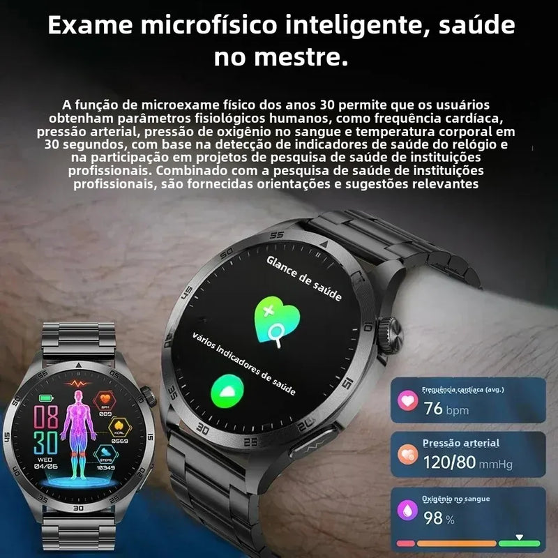 2024 Novo ECG+PPG Temperatura Pulso Fisioterapia Smartwatch Homens 466*466 HD Gestão de Saúde BT Call Esportes Relógios À Prova D'Água