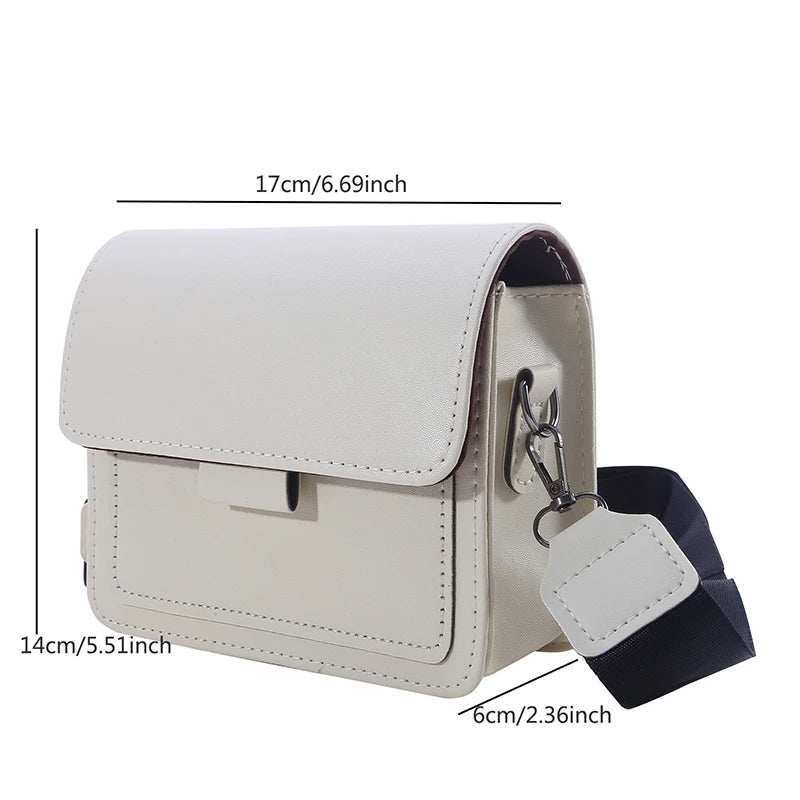 Bolsa feminina pequena quadrada retrô versátil alça larga grande capacidade casual portátil bolsa feminina de um ombro crossbody