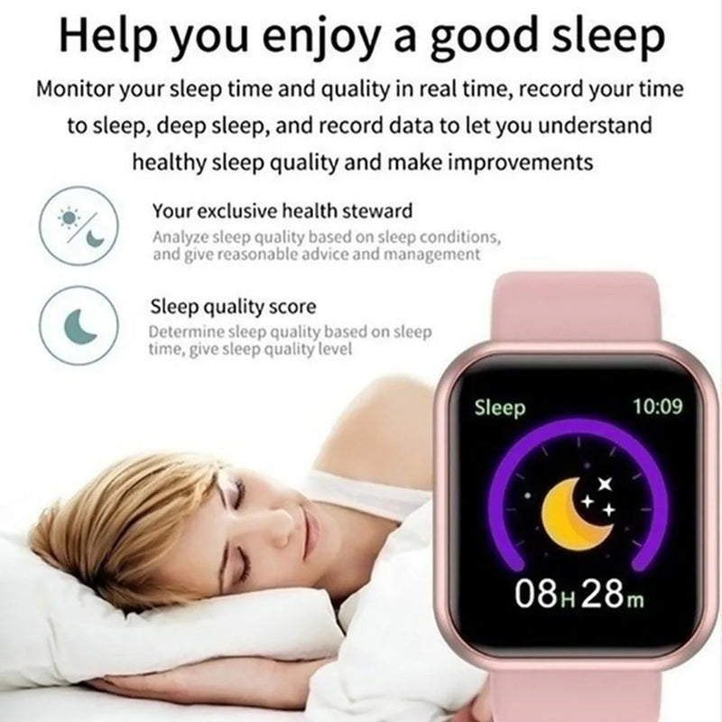 Relógio Inteligente Multifuncional Homens Mulheres Bluetooth Conectado Telefone Música Fitness Esportes Pulseira Monitor de Sono