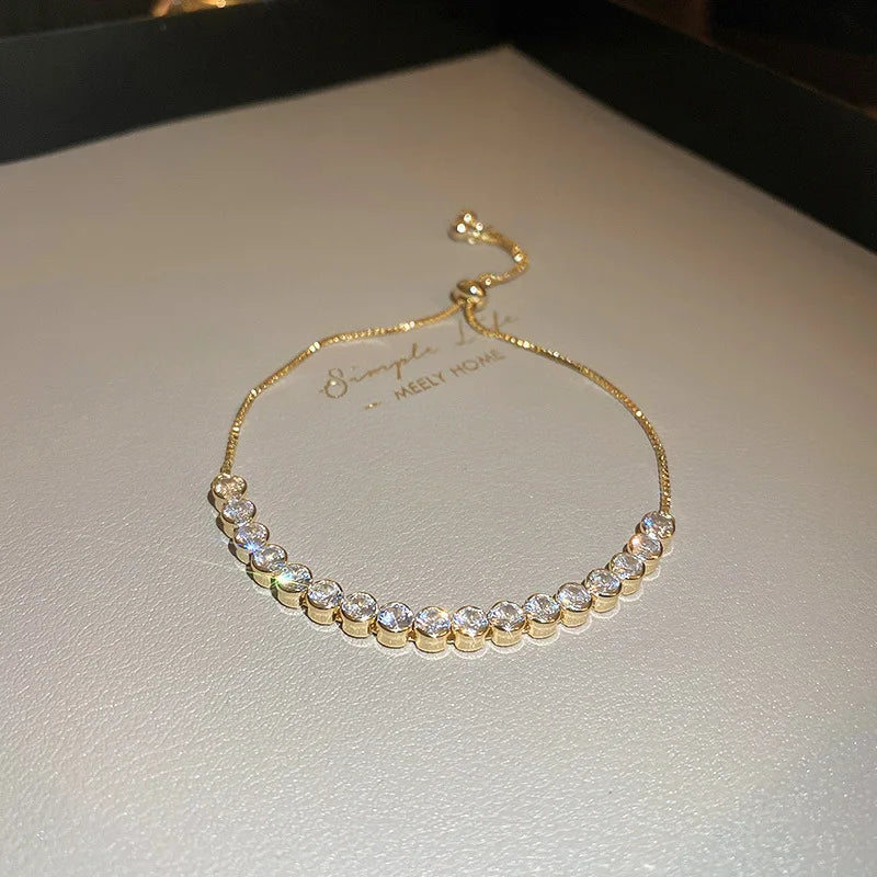 Pulseira ajustável de geometria ondulada, pulseira de luxo, moda, strass, cristal, pulseiras femininas, pulseira de casamento, joias