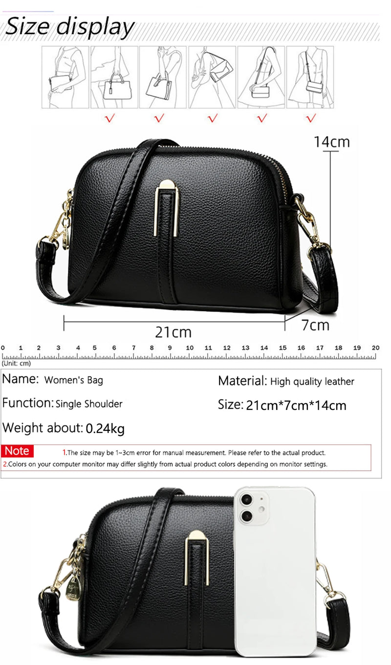 2024 nova moda cor sólida bolsa crossbody feminina autêntica couro macio bolsas de ombro luxo feminino bolsa carteira sac