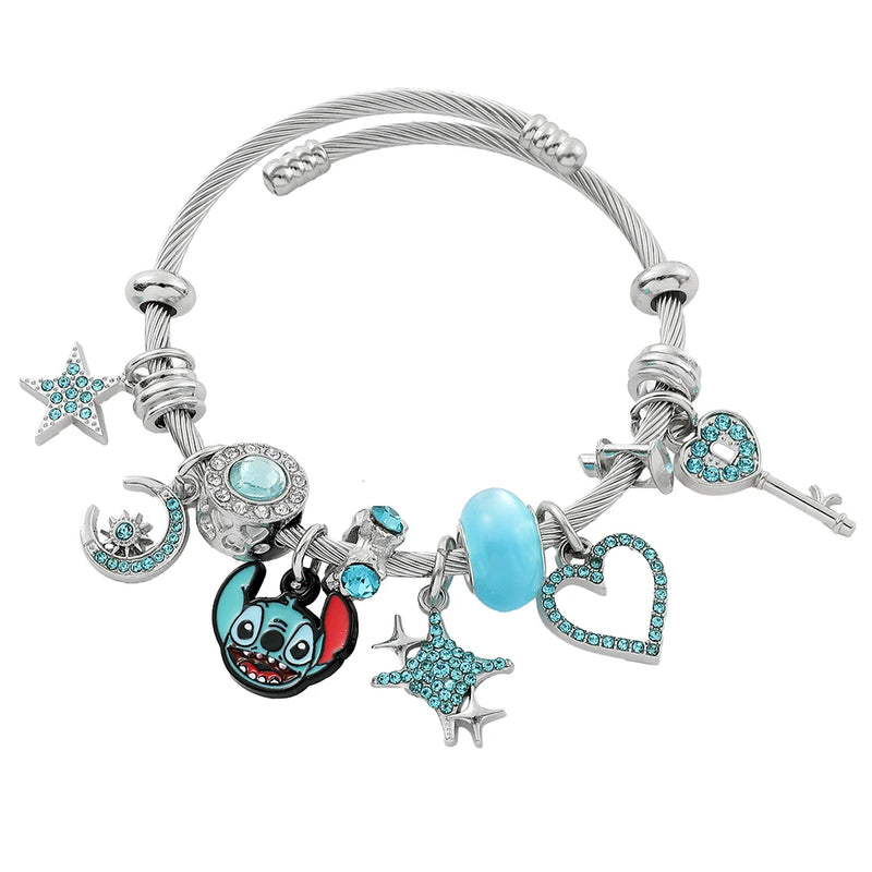 Disney série moda ponto amor coração estrela bonito pulseira de contas presente de natal