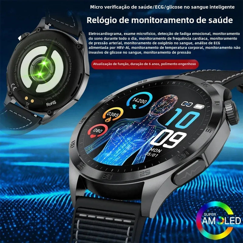 2024 Novo ECG+PPG Temperatura Pulso Fisioterapia Smartwatch Homens 466*466 HD Gestão de Saúde BT Call Esportes Relógios À Prova D'Água