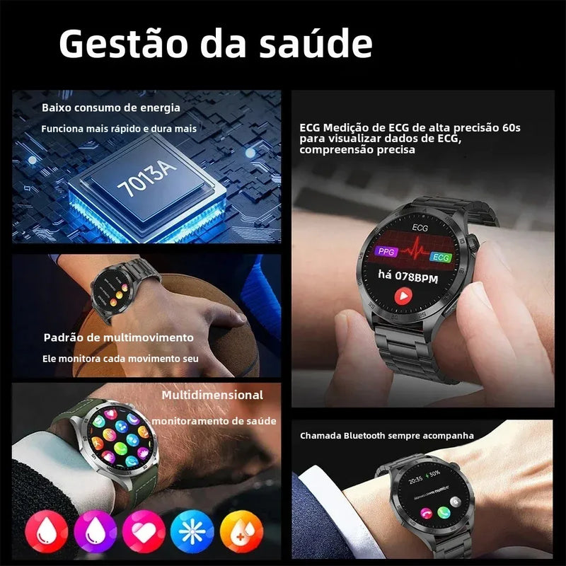 2024 Novo ECG+PPG Temperatura Pulso Fisioterapia Smartwatch Homens 466*466 HD Gestão de Saúde BT Call Esportes Relógios À Prova D'Água