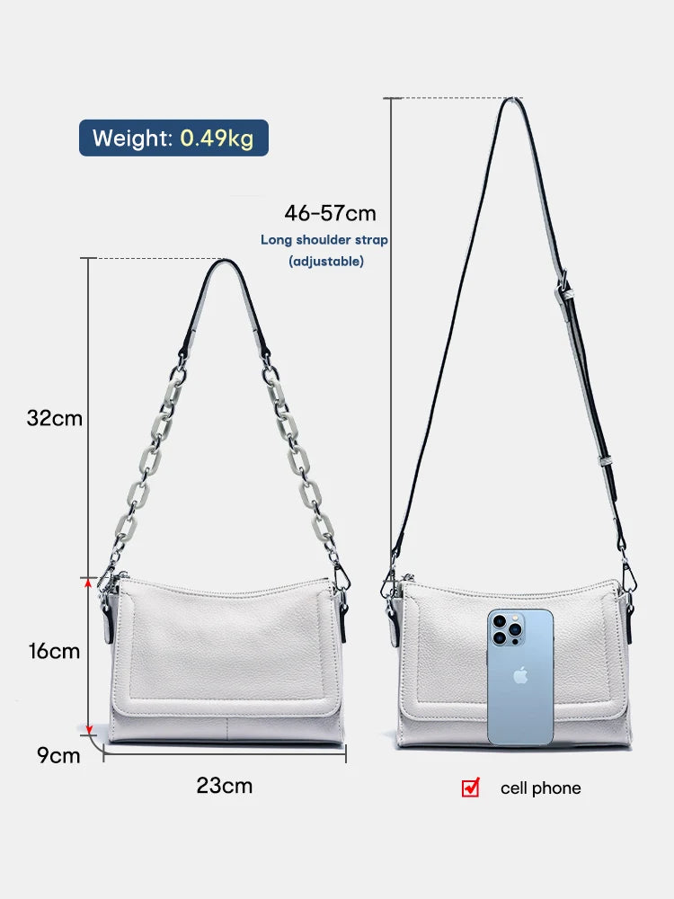 Zency 2024 Nova Moda Acrílico Corrente Bolsa De Couro Macio Bolsa De Alça Superior Para Mulheres Luxo Pequena Bolsa De Axila Branca Bolsa Crossbody