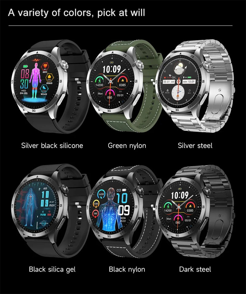 2024 Novo ECG+PPG Temperatura Pulso Fisioterapia Smartwatch Homens 466*466 HD Gestão de Saúde BT Call Esportes Relógios À Prova D'Água