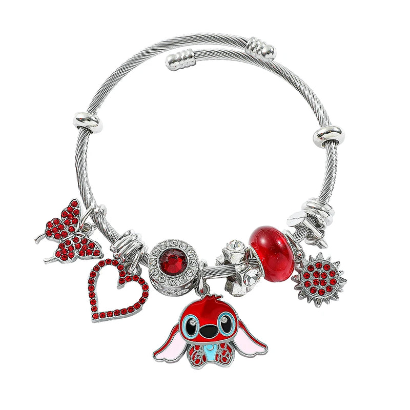 Disney série moda ponto amor coração estrela bonito pulseira de contas presente de natal