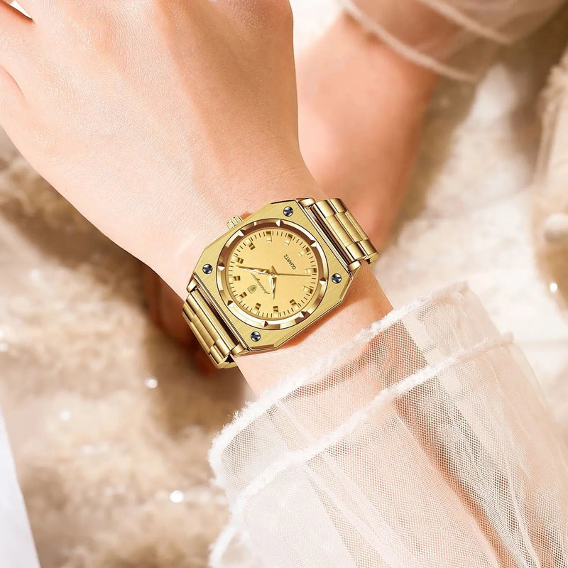 POEDAGAR Relógio Feminino Quadrado Elegante de Luxo À Prova D'Água Luminoso para Mulher Aço Inoxidável Quartzo Relógios Femininos Reloj+box