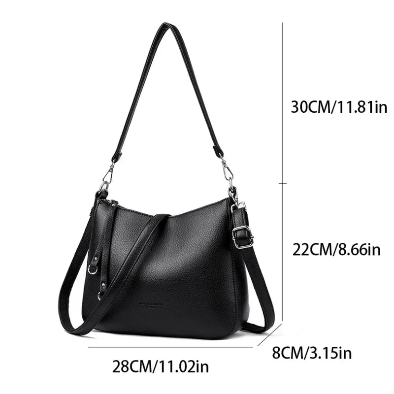 Bolsas de ombro femininas de couro macio de marca genuína, bolsas crossbody de grife de luxo, bolsa tote casual feminina, bolsa mensageiro para deslocamento diário