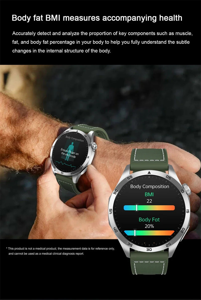 2024 Novo ECG+PPG Temperatura Pulso Fisioterapia Smartwatch Homens 466*466 HD Gestão de Saúde BT Call Esportes Relógios À Prova D'Água