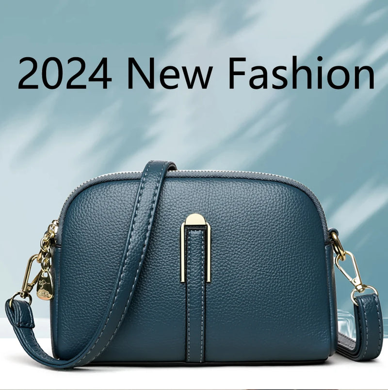 2024 nova moda cor sólida bolsa crossbody feminina autêntica couro macio bolsas de ombro luxo feminino bolsa carteira sac