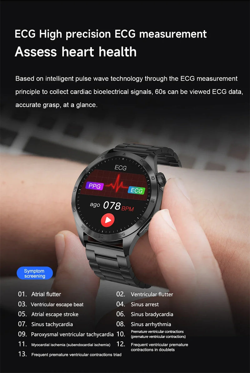 2024 Novo ECG+PPG Temperatura Pulso Fisioterapia Smartwatch Homens 466*466 HD Gestão de Saúde BT Call Esportes Relógios À Prova D'Água