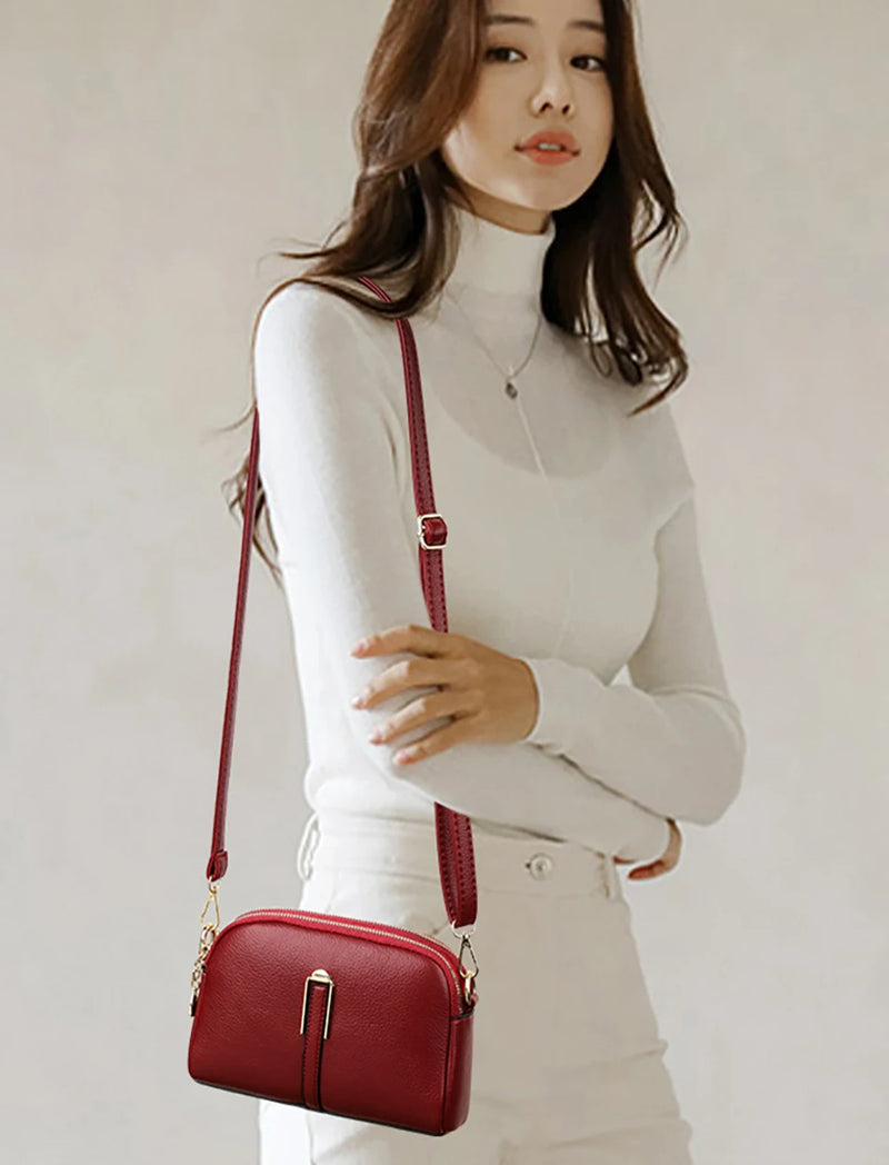 2024 nova moda cor sólida bolsa crossbody feminina autêntica couro macio bolsas de ombro luxo feminino bolsa carteira sac